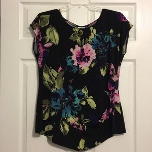 Black floral print top